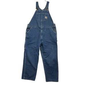 Carhartt Men's Denim Bib Overalls Carpenter Workwear Jeans Utility Blue  46X30‎